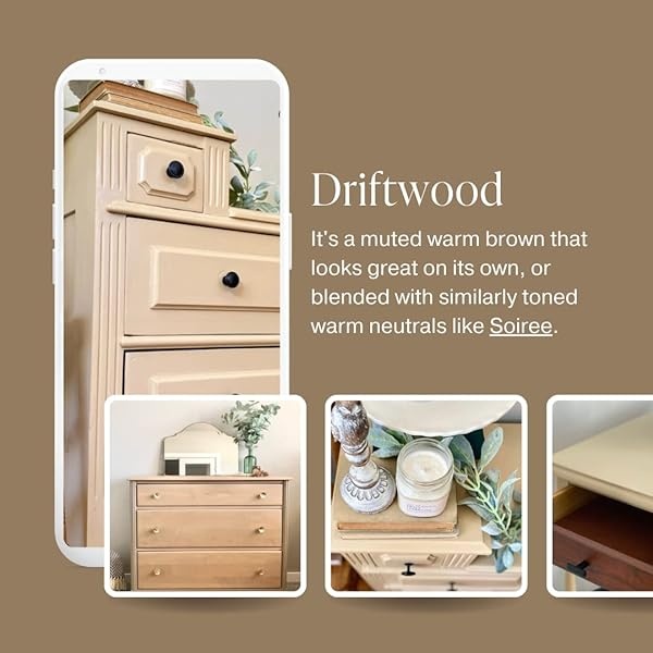Pintura de estilo gis, para muebles, decoración del hogar, manualidades, respetuosa con el medio ambiente, todo en uno, no necesita cera (madera flotante [café], cuarto de galón (32 onzas)) - Image 4