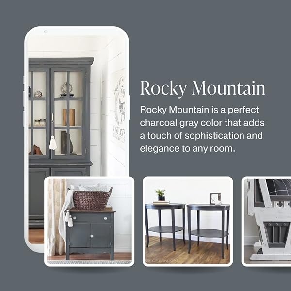 Pintura de estilo gis, para muebles, decoración del hogar, manualidades, respetuosa con el medio ambiente, todo en uno, no necesita cera (montaña rocosa [gris carbón], muestra (4 onzas)) - Image 4