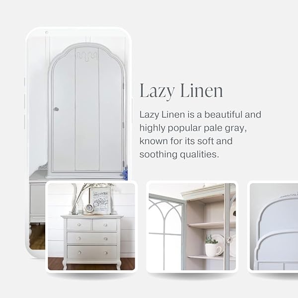 Pintura de estilo gis, para muebles, decoración del hogar, manualidades, respetuosa con el medio ambiente, todo en uno, no necesita cera (lino perezoso [gris claro], muestra (4 onzas)) - Image 4
