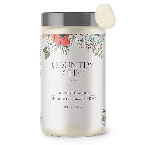 Pintura de estilo gis, para muebles, decoración del hogar, manualidades, respetuosa con el medio ambiente, todo en uno, no necesita cera (glaseado de vainilla [blanco roto], cuarto de galón (32 onzas))