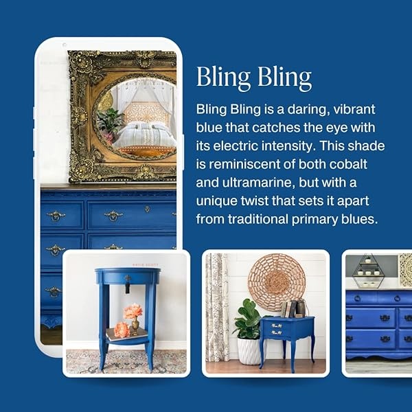 Pintura estilo gis – para muebles, decoración del hogar, manualidades, ecológica, todo en uno, no necesita cera – Colores de colección Lustrum, Bling Bling, quart (32 oz), 1 - Image 4