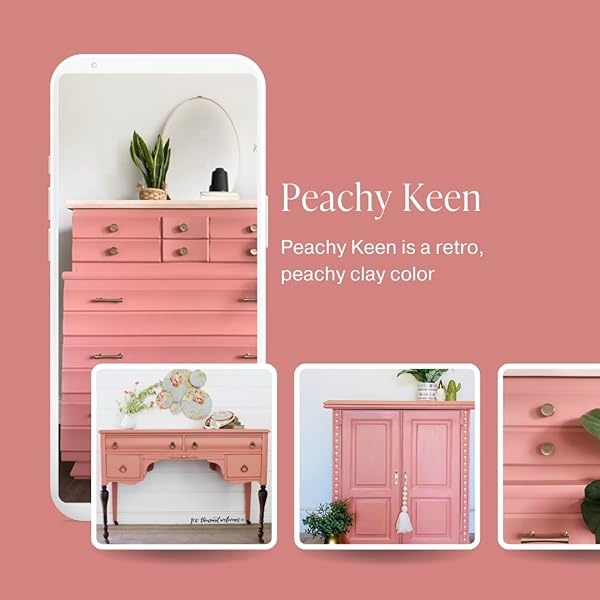 Pintura estilo gis – para muebles, decoración del hogar, manualidades, ecológica, todo en uno, no necesita cera – Colores de colección Lustrum, Peachy Keen, pint (16 oz), 1 - Image 4