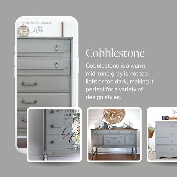 Pintura estilo gis – para muebles, decoración del hogar, manualidades, ecológica, todo en uno, no necesita cera, Cobblestone, pint (16 oz), 1 - Image 4