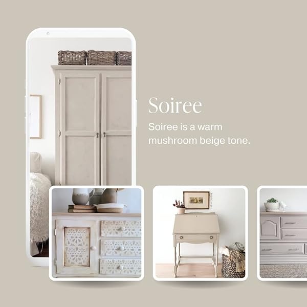 Pintura estilo tiza para muebles, decoración del hogar, manualidades, ecológica, todo en uno, no necesita cera, colores de colección de Lustrum (velada [beige], muestra (4 oz)) - Image 4