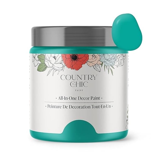 Pintura estilo tiza – para muebles, decoración del hogar, manualidades, respetuoso con el medio ambiente, todo en uno, no necesita cera, colores de colección de Lustrum (Whoop-de-do [Bright Teal], muestra (4 onzas)