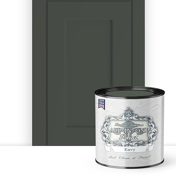 Pintura todo en uno de Heirloom Traditions, Envy (verde pizarra), cuarto de galón de 32 onzas