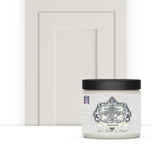 Pintura todo en uno, imprimación integrada y capa superior sin necesidad de lijado. Pintura Elite para armarios y muebles. Almendra (blanco hueso, matiz bronceado), muestra de 8 onzas líquidas