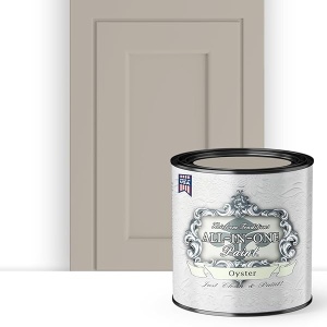 Pintura todo en uno, ostra (topo), 32 onzas líquidas de cuarto de galón Pintura duradera para armarios y muebles. Imprimación y capa superior integradas, no necesita lijar.