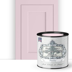Pintura todo en uno, peonía (rosa pálido), 32 onzas líquidas de cuarto de galón Pintura duradera para armarios y muebles. Imprimación y capa superior integradas, no necesita lijar.