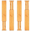 Pipishell 4-Pack Bamboo Drawer Dividers, 17.5-20.8" Adjustable Separators Expandable Drawer Divider Organizers Kitchen Utensils Organization Extra Long for Dresser Bedroom Bathroom Office 2.5" High