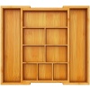 Pipishell Organizador de cajones expandible de bambú, organizador de cubiertos ajustable con separadores extraíbles, bandeja de cubiertos perfecta para cocina, baño, oficina, recámara