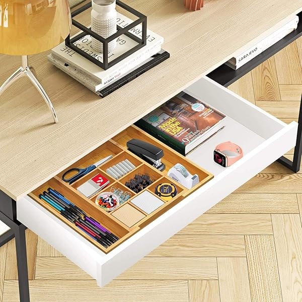 Pipishell Organizador de cajones expandible de bambú, organizador de cubiertos ajustable con separadores extraíbles, bandeja de cubiertos perfecta para cocina, baño, oficina, recámara - Image 8