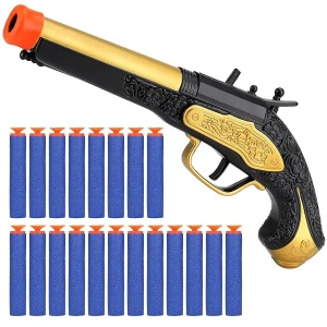 Pirate Toys - Lanzador de espuma para niños de 3 a 5, juguete de pistola pirata con 20 dardos de espuma suave, accesorio de disfraz de pirata de Halloween para niños, pistola de juguete pirata de