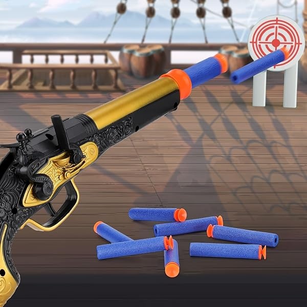 Pirate Toys - Lanzador de espuma para niños de 3 a 5, juguete de pistola pirata con 20 dardos de espuma suave, accesorio de disfraz de pirata de Halloween para niños, pistola de juguete pirata de - Image 5