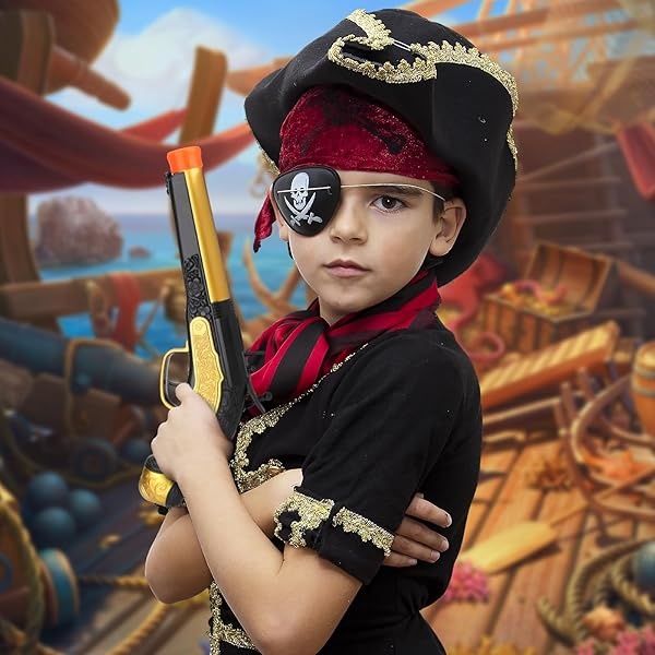 Pirate Toys - Lanzador de espuma para niños de 3 a 5, juguete de pistola pirata con 20 dardos de espuma suave, accesorio de disfraz de pirata de Halloween para niños, pistola de juguete pirata de - Image 6