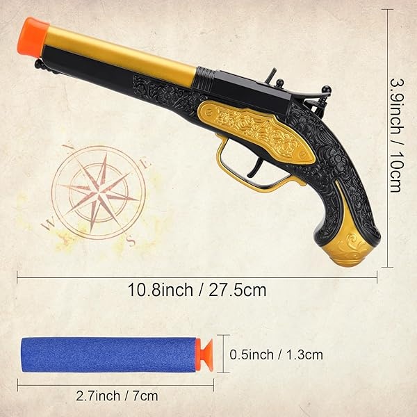 Pirate Toys - Lanzador de espuma para niños de 3 a 5, juguete de pistola pirata con 20 dardos de espuma suave, accesorio de disfraz de pirata de Halloween para niños, pistola de juguete pirata de - Image 7
