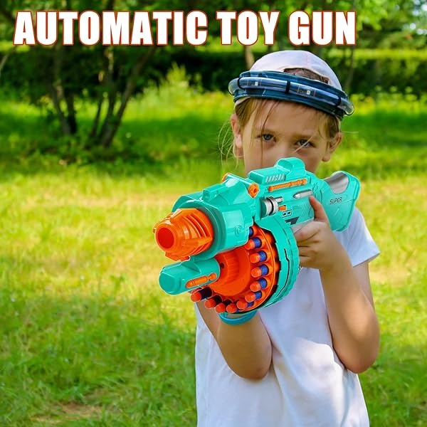 Pistola de juguete eléctrica automática de espuma con 200 balas de espuma, tambor giratorio de 20 dardos, pistolas de juguetes motorizadas para niños de 6 a 12 años, regalos de cumpleaños de Navidad - Image 3