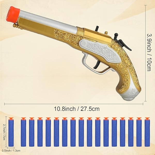 Pistola de juguete para niños con 20 dardos de espuma suave con temática pirata, accesorio de disfraz de bucanero para niños de 3, 4, 5, 6 años - Image 4