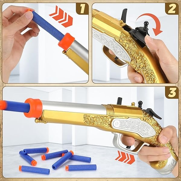 Pistola de juguete para niños con 20 dardos de espuma suave con temática pirata, accesorio de disfraz de bucanero para niños de 3, 4, 5, 6 años - Image 5