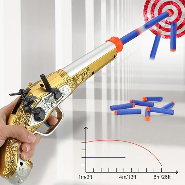 Pistola de juguete para niños con 20 dardos de espuma suave con temática pirata, accesorio de disfraz de bucanero para niños de 3, 4, 5, 6 años - Image 6