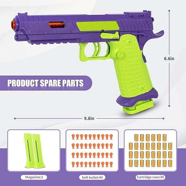 Pistola de juguete, pistola de juguetes de bala suave para niños, lanzador de espuma de juguete con 40 balas suaves, pistola de expulsión de concha vacía, regalos de cumpleaños de Navidad para niños y - Image 3