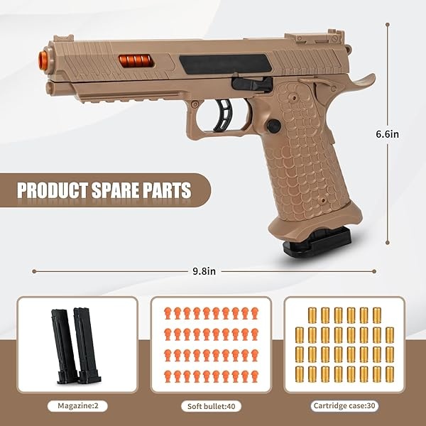 Pistola de juguete, pistola de juguetes de bala suave para niños, lanzador de espuma de juguete con 40 balas suaves, pistola de expulsión de concha vacía, regalos de cumpleaños de Navidad para niños y - Image 3