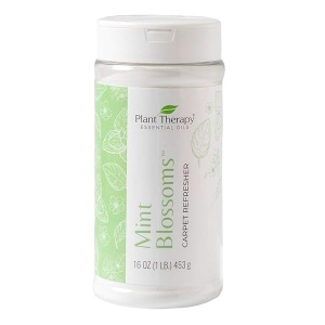 Plant Therapy Mint Blossoms - Refrescante de alfombras de 16 onzas que refresca las alfombras y neutraliza los olores, sin aluminio