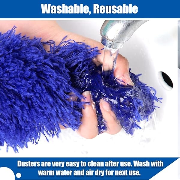 Plumero con poste largo ajustable de 30 a 100 pulgadas, plumero de plumas extensible para limpiar ventilador de techo, muebles, persianas y muebles (azul) - Image 6