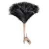 Plumero de plumas de avestruz, plumero esponjoso natural genuino de avestruz y ecológico, reutilizable, mango largo, plumero de plumas de avestruz, color negro, longitud 16 pulgadas, 1 paquete
