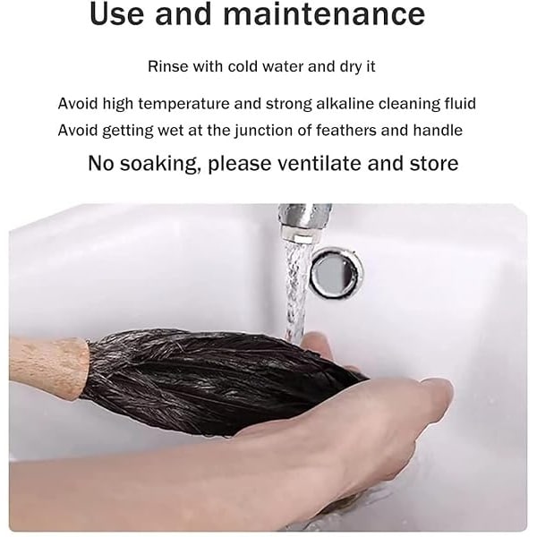 Plumero de plumas de avestruz, plumero esponjoso natural genuino de avestruz y ecológico, reutilizable, mango largo, plumero de plumas de avestruz, color negro, longitud 16 pulgadas, 1 paquete - Image 7