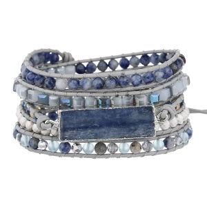 Plumiss - Pulsera de Piel Bohemia Natural con 1 abalorio Ajustable para Mujer