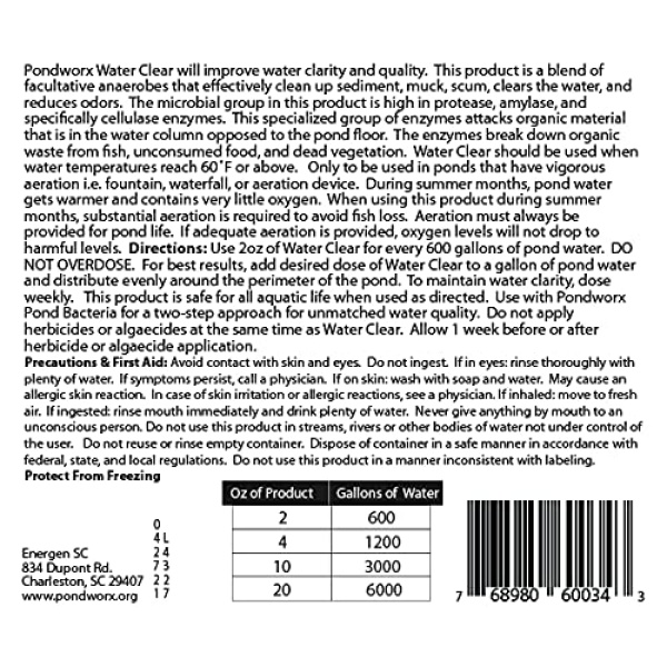 Pond Worx Water Clear – Mejora la claridad y la calidad del agua, seguro para peces, mascotas y plantas, 1 cuarto de galón (32 oz) - Image 9