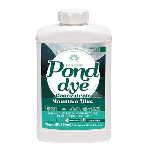 PondBliss Mountain Blue - Tinte para estanque, concentrado de 1 acre, seguro para peces y animales, tinte líquido de 1 cuarto de galón (32 onzas)
