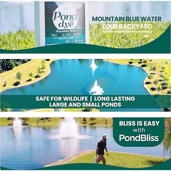 PondBliss Mountain Blue - Tinte para estanque, concentrado de 1 acre, seguro para peces y animales, tinte líquido de 1 cuarto de galón (32 onzas) - Image 8
