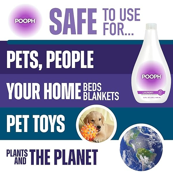 Pooph Aditivo para lavandería, botella de 32 onzas (16 cargas) – Desmanta los olores de forma molecular, perros, gatos, ambientador, eliminador, orina, excremento, desodorante, naturaleza, cachorro, fresco, limpio, muebles, orina - Image 6