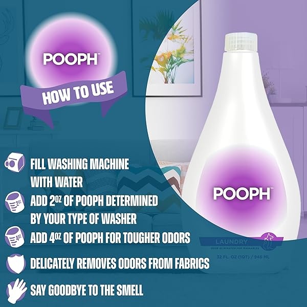 Pooph Aditivo para lavandería, botella de 32 onzas (16 cargas) – Desmanta los olores de forma molecular, perros, gatos, ambientador, eliminador, orina, excremento, desodorante, naturaleza, cachorro, fresco, limpio, muebles, orina - Image 8