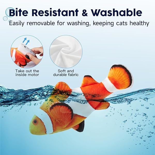 Potaroma Juguetes para gatos con peces flexibles actualizados para 2022, control remoto y activado por movimiento, juguete para gatos y perros de 10 pulgadas, juguetes para gatitos, ejercicio interactivo para gatos - Image 5