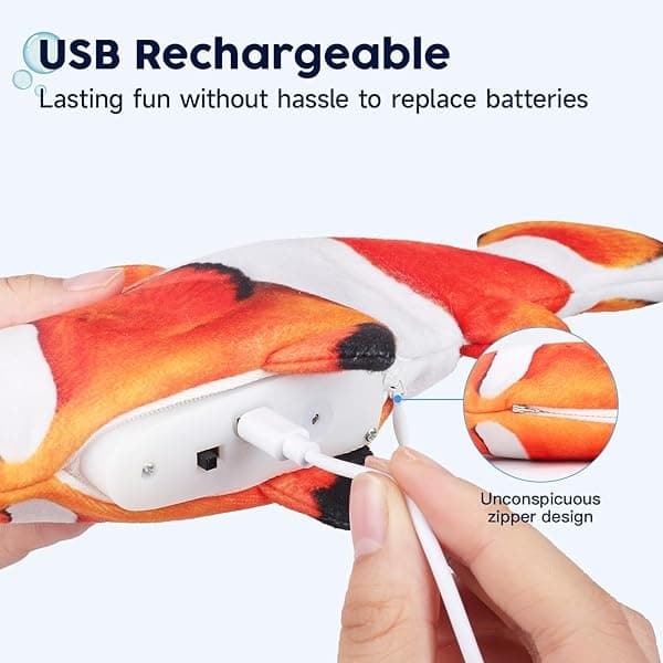 Potaroma Juguetes para gatos con peces flexibles actualizados para 2022, control remoto y activado por movimiento, juguete para gatos y perros de 10 pulgadas, juguetes para gatitos, ejercicio interactivo para gatos - Image 7