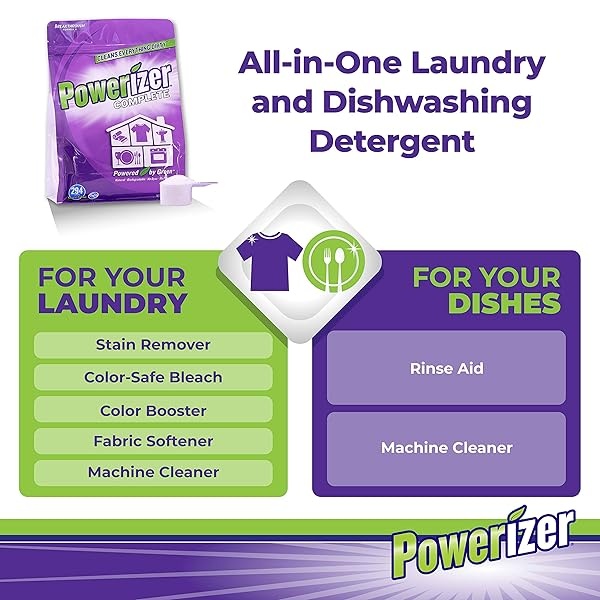 Powerizer Detergente 2 en 1 para lavandería y lavaplatos, Púrpura, 6.5 LB - Image 5