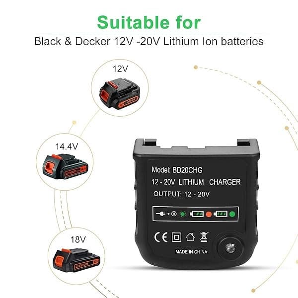 Powilling Cargador de batería de iones de litio de 20 voltios LCS1620 para batería de iones de litio Black and Decker de 20 V LBXR20 LBXR20-OPE LB20 LBX20 LBX4020 LB2X4020 LBXR2020-OPE BL1514 LBXR16 - Image 5