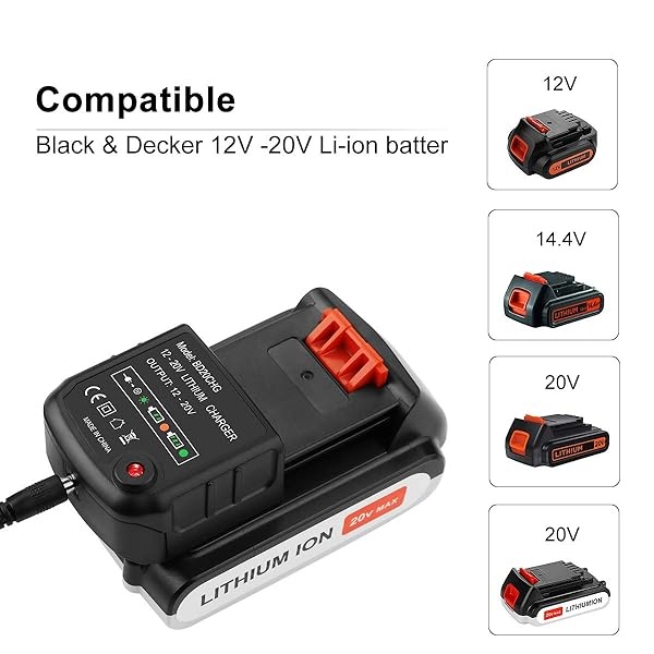 Powilling Cargador de batería de iones de litio de 20 voltios LCS1620 para batería de iones de litio Black and Decker de 20 V LBXR20 LBXR20-OPE LB20 LBX20 LBX4020 LB2X4020 LBXR2020-OPE BL1514 LBXR16 - Image 7