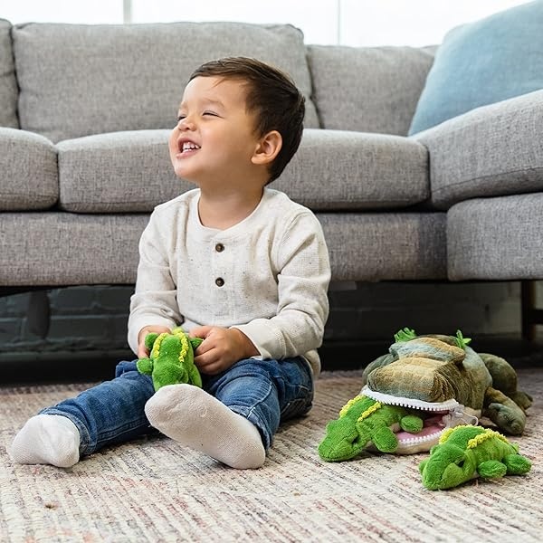 Prextex Plushlings Plush Crocodile with 3 Little Plush Baby Crocodiles Stuffed Alligator Plush Animals Playset - Image 8