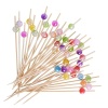 Púas de cóctel, 100 palillos de dientes elegantes para aperitivos, brochetas apetitosas para decoración de fiesta de embutidos, frutas, hamburguesas, 4.7 pulgadas