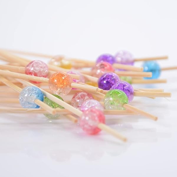Púas de cóctel, 100 palillos de dientes elegantes para aperitivos, brochetas apetitosas para decoración de fiesta de embutidos, frutas, hamburguesas, 4.7 pulgadas - Image 4