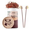 Púas de cóctel de bambú para aperitivos – 6 pulgadas rojo de bambú (100 unidades) – Palillos de comida de bambú – Palillos de dientes para aperitivos frutas y cócteles