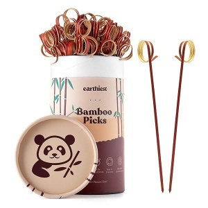 Púas de cóctel de bambú para aperitivos – 6 pulgadas rojo de bambú (100 unidades) – Palillos de comida de bambú – Palillos de dientes para aperitivos frutas y cócteles