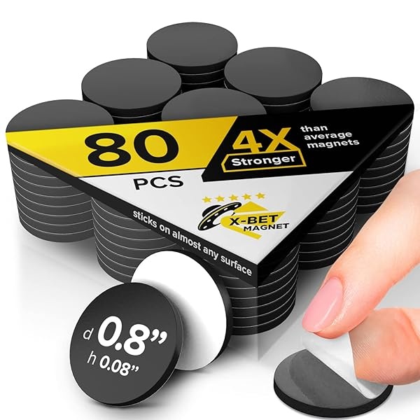 Puntos magnéticos – Puntos magnéticos autoadhesivos (0.8 x 0.8 pulgadas) – Círculos magnéticos despegables – Imanes pegajosos flexibles – Las hojas son alternativas a cuadrados magnéticos, pegatinas, tiras y cinta