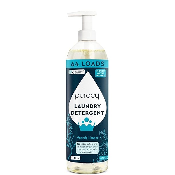Puracy Detergente líquido natural para colada, 64 cargas, hipoalergénico, efectivo, lino fresco, 16 onzas - Image 9