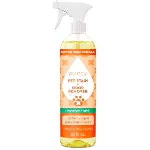 Puracy Eliminador de manchas y olores de mascotas – Eliminador de olores de mascotas para el hogar – Fórmula de segunda generación sin enjuague – Eliminador de olores de orina profesional alimentado por plantas – Eliminador de manchas de mascotas seguro y eficaz