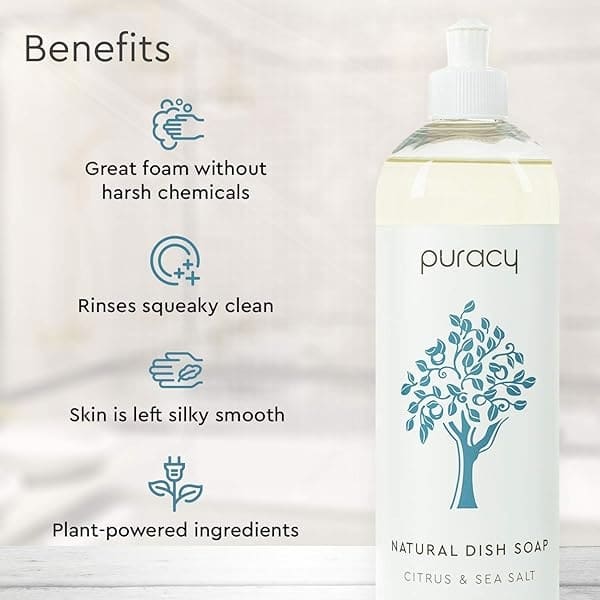 Puracy Jabón para platos, cítricos y sal marina, 64 Fl Oz (Pack of 1) - Image 4